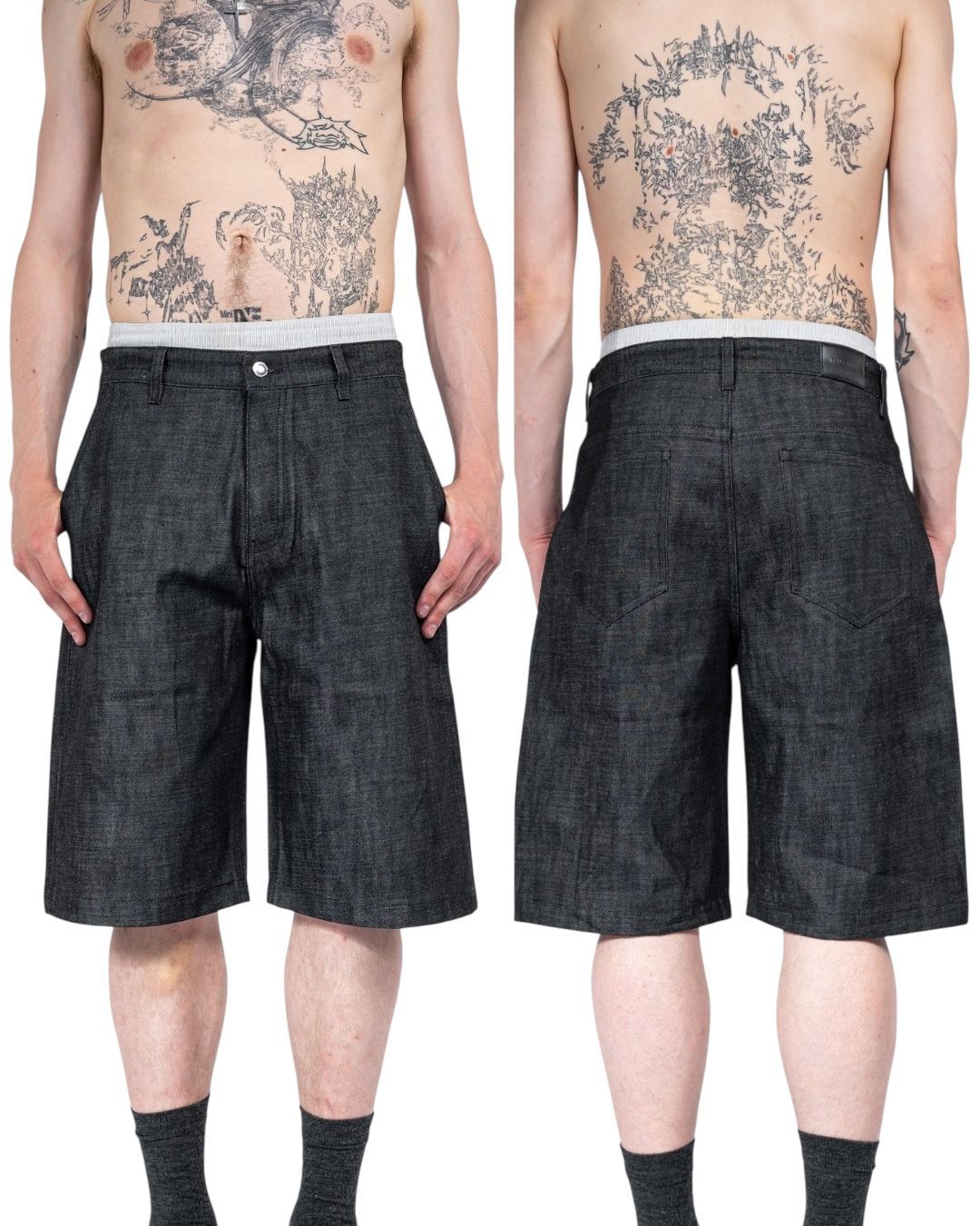 BLACK RAW HEAVYWEIGHT SELVEDGE DENIM SHORTS