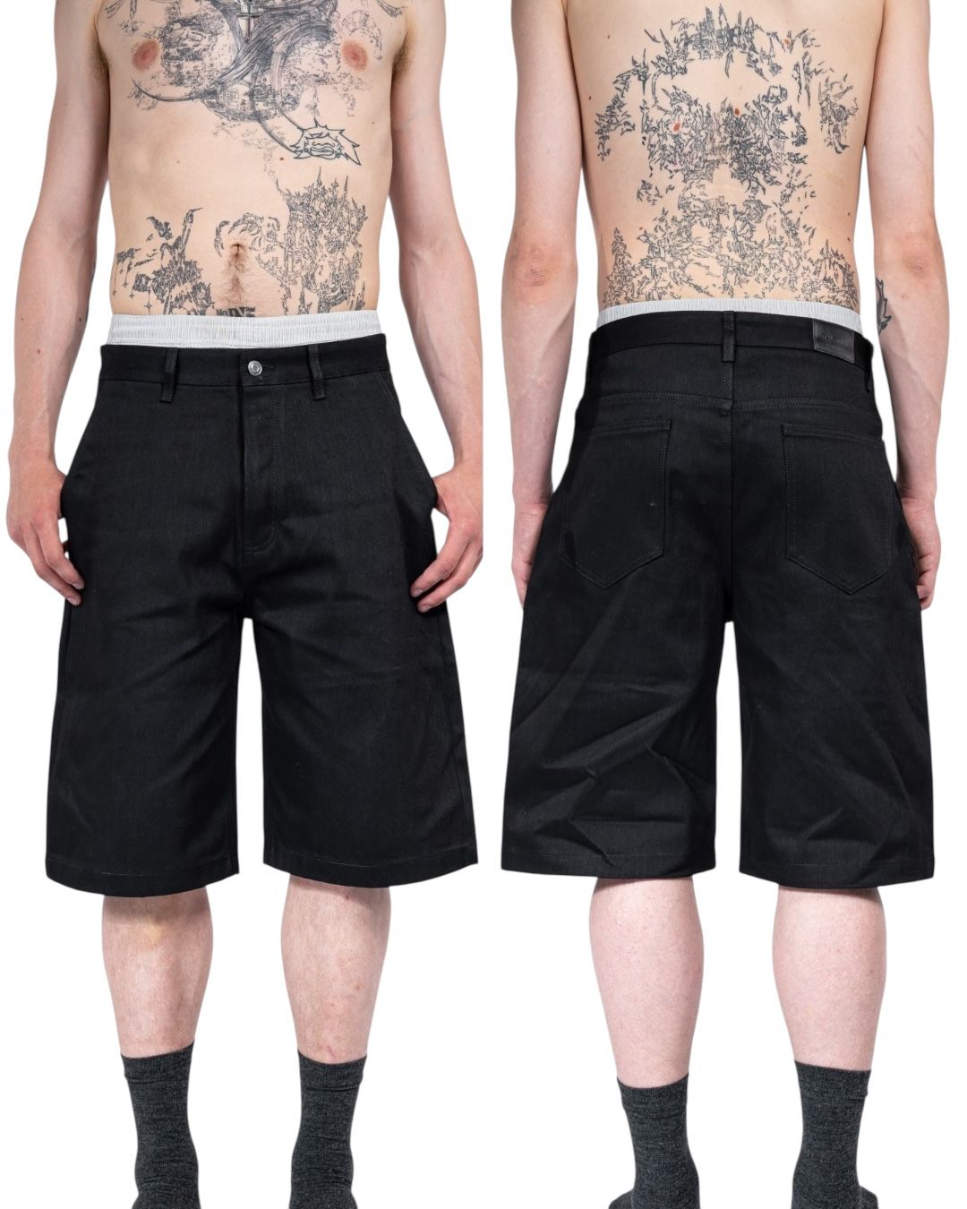 JET BLACK RAW HEAVYWEIGHT SELVEDGE DENIM SHORTS