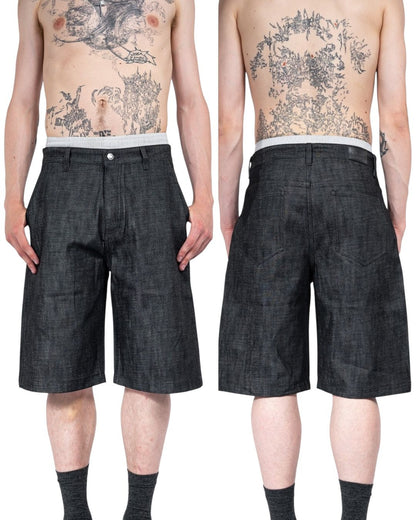 BLACK RAW HEAVYWEIGHT SELVEDGE DENIM SHORTS