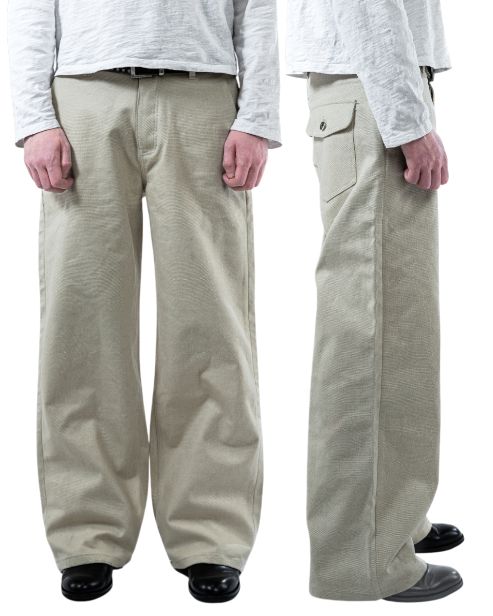 CREAM RUGGED CANVAS PANTS