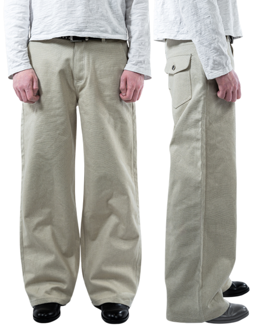 CREAM RUGGED CANVAS PANTS