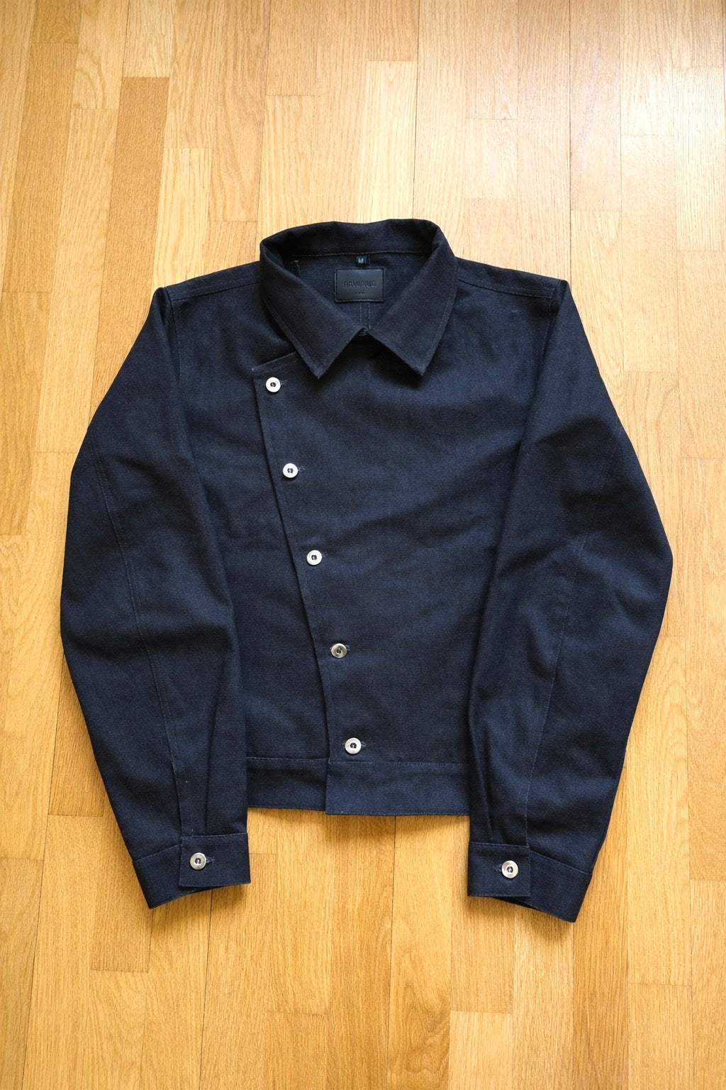 CHARCOAL RUGGED CANVAS ASYMMETRICAL JACKET