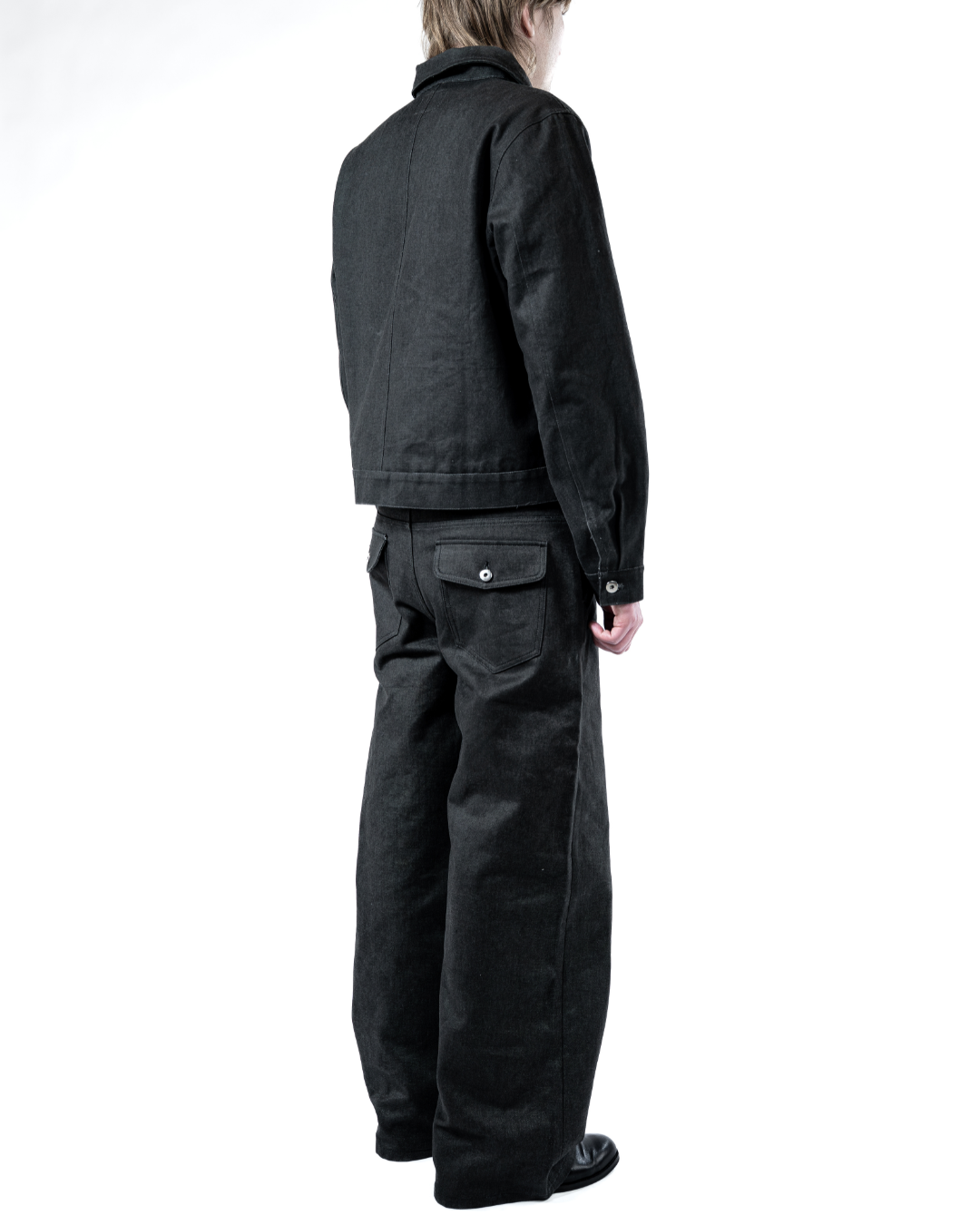 CHARCOAL RUGGED CANVAS ASYMMETRICAL JACKET