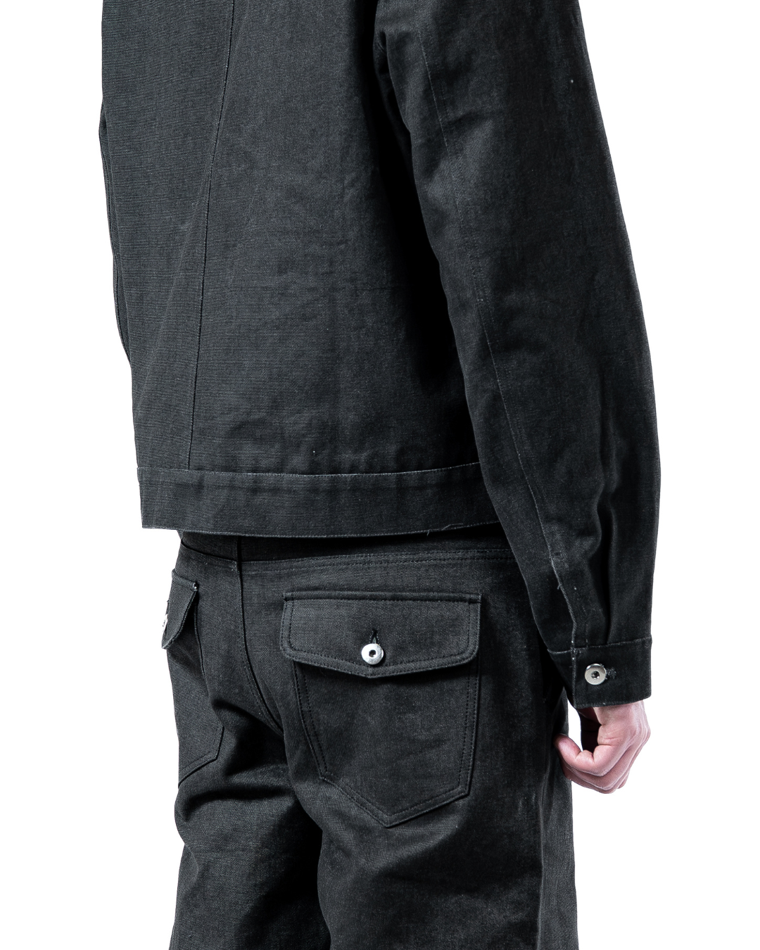 CHARCOAL RUGGED CANVAS ASYMMETRICAL JACKET