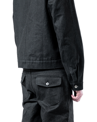 CHARCOAL RUGGED CANVAS ASYMMETRICAL JACKET
