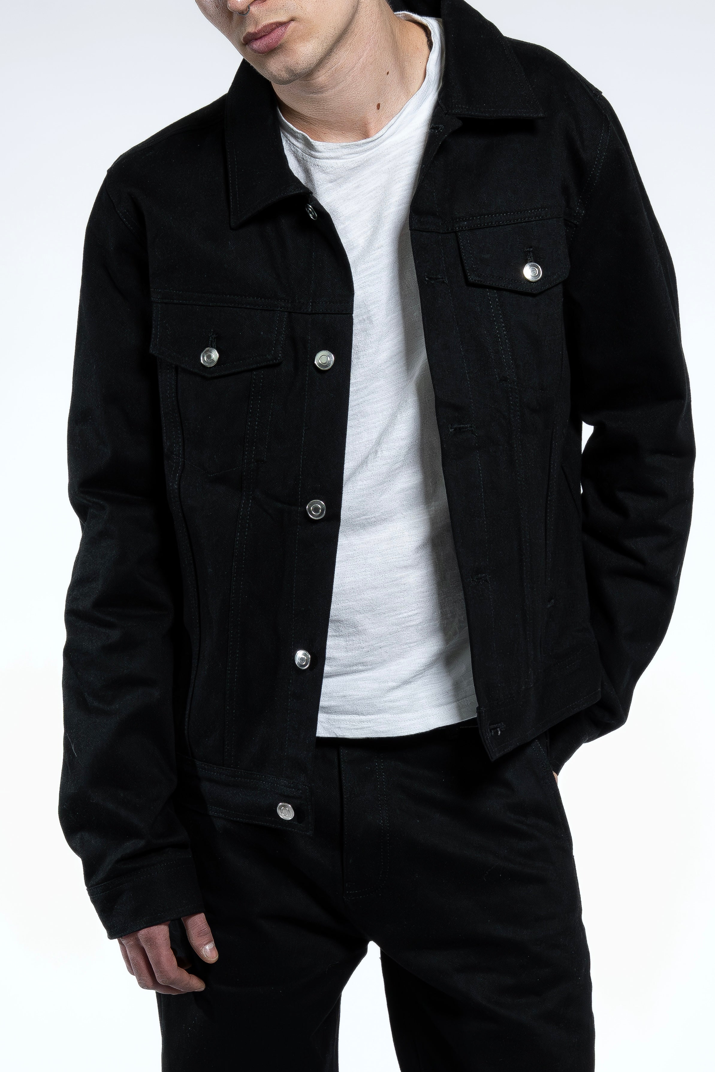 JET BLACK RAW SELVEDGE DENIM JACKET
