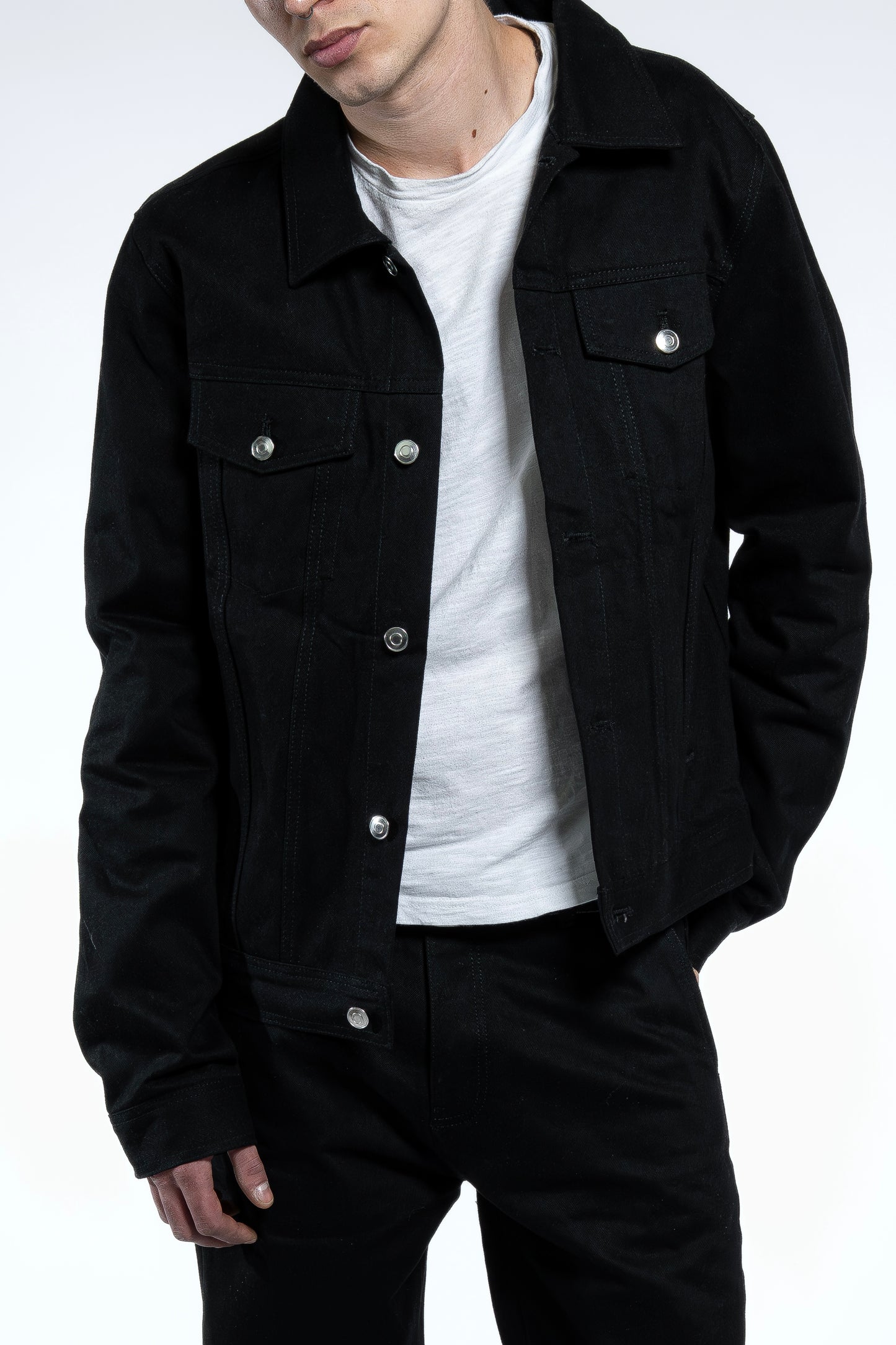 JET BLACK RAW SELVEDGE DENIM JACKET