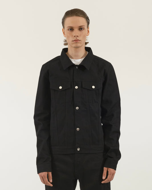 JET BLACK RAW SELVEDGE DENIM JACKET