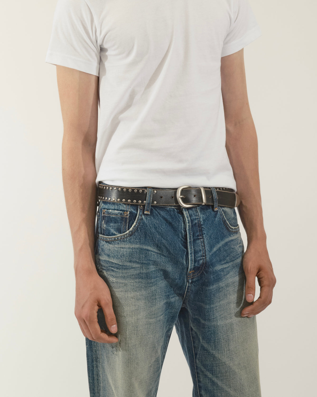 WORN STUDDED LEATHER BELT