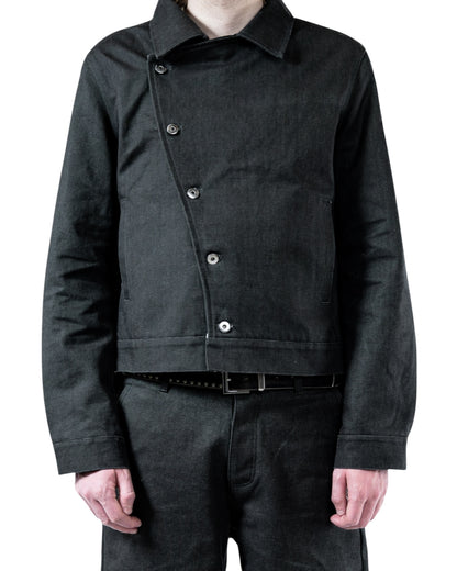 CHARCOAL RUGGED CANVAS ASYMMETRICAL JACKET