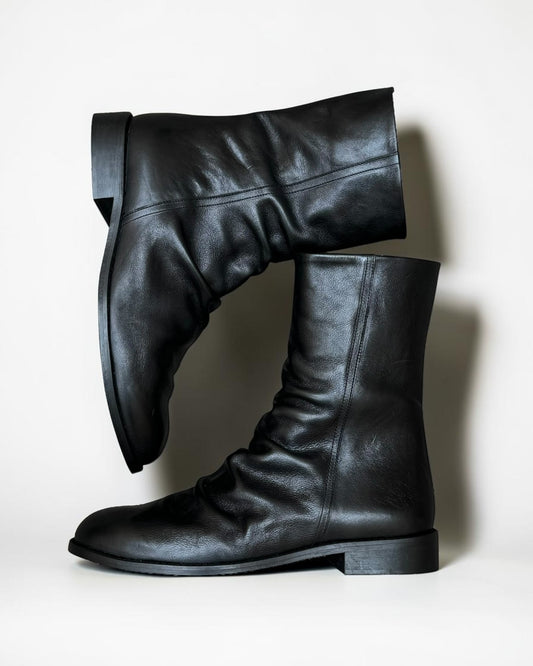 CREASED LEATHER BOOTS