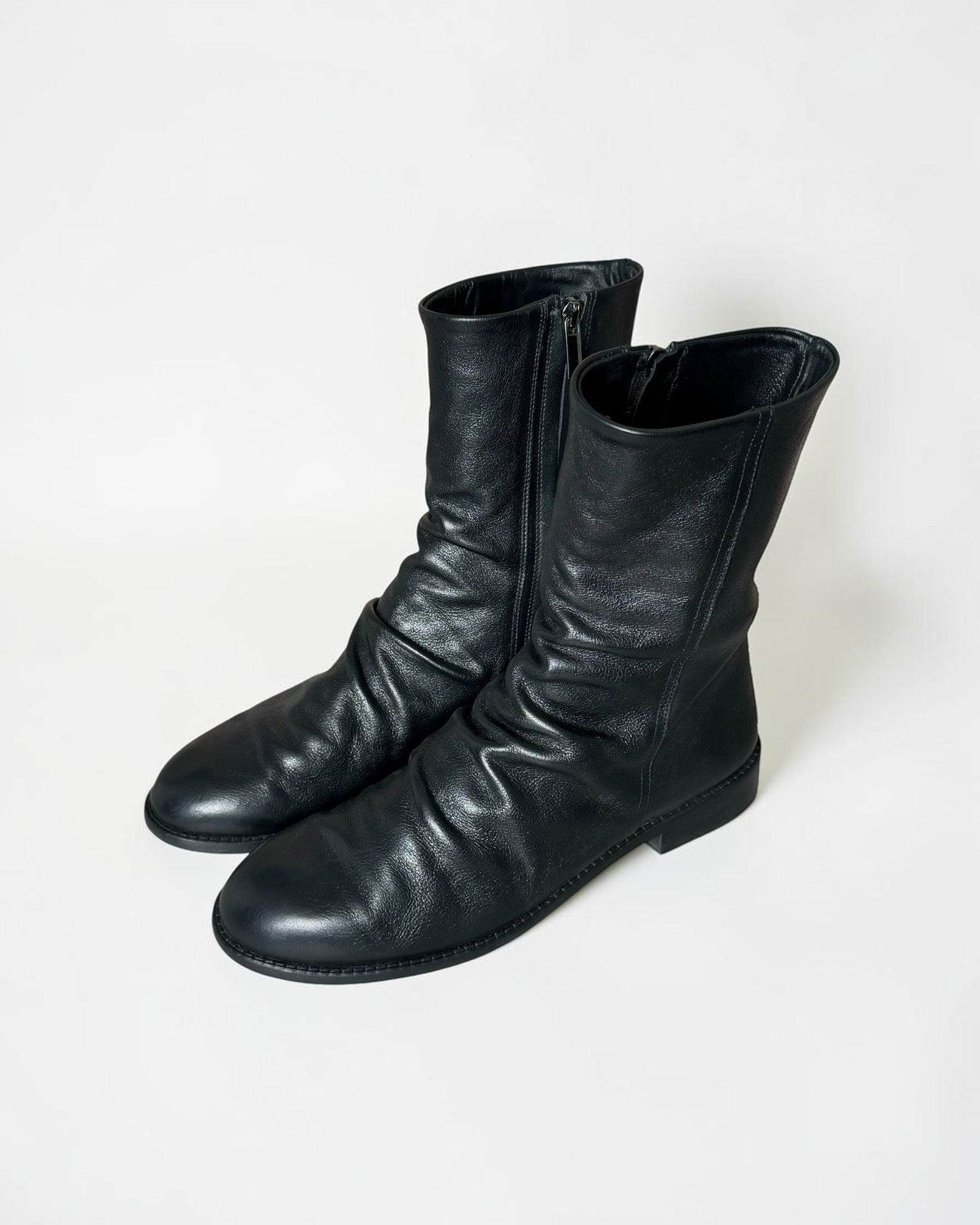 CREASED LEATHER BOOTS