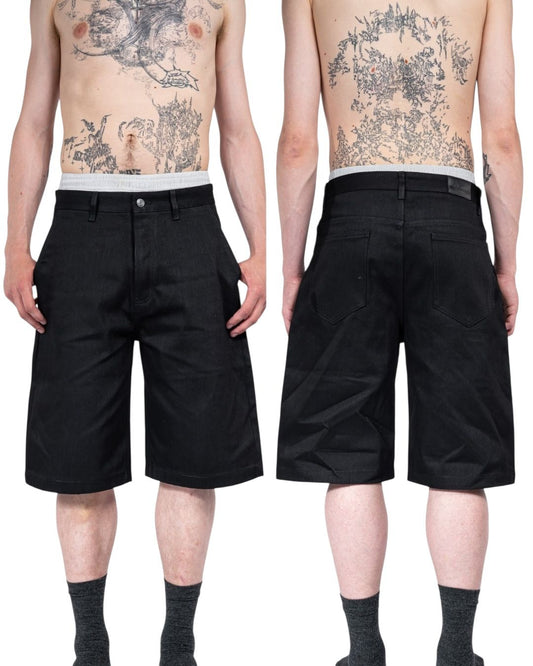 JET BLACK RAW HEAVYWEIGHT SELVEDGE DENIM SHORTS